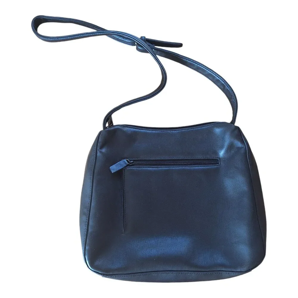 Liz Claiborne Crossbody Handbag Black Purse Pocketbook Y2K Shoulder Bag Roomy